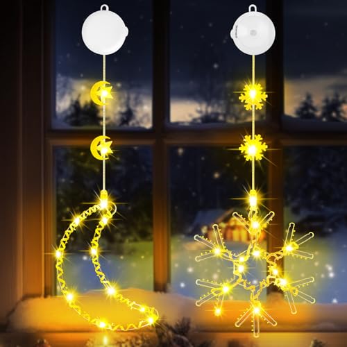 OUILA Weihnachtsbeleuchtung Fenster, Mond & Schneeflocken Lichterkette Fenster Innen Funkel mit Saugnäpfe & Timer Lichterketten Weihnachts Weihnachtslichterketten für Weihnachtsdeko Innen(Warmweiß) OUILA Weihnachtsbeleuchtung Fenster, Mond & Schneeflocken Lichterkette Fenster Innen Funkel mit Saugnäpfe & Timer Lichterketten Weihnachts Weihnachtslichterketten für Weihnachtsdeko Innen(Warmweiß) von OUILA
