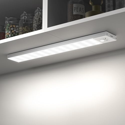 Unterbauleuchte Küche LED Schrankbeleuchtung 2Stück USB Nachtlicht mit Bewegungsmelder Innen Batterie Akku Schranklicht Leiste Klebeleuchte Küchen Unterbauleuchten für Vitrinen,Unterschrank,Treppe,RV von OUILA
