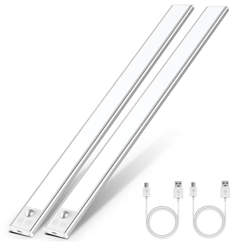 Unterbauleuchte Küche Led Schrankbeleuchtung mit Bewegungssensor 41CM 2800 mAh USB Aufladbar dimmbar Schrankleucht LED Sensor Licht stufenlose Nachtlicht für Küche, Badezimmer, Schlafzimmer 2 Stück von OUILA