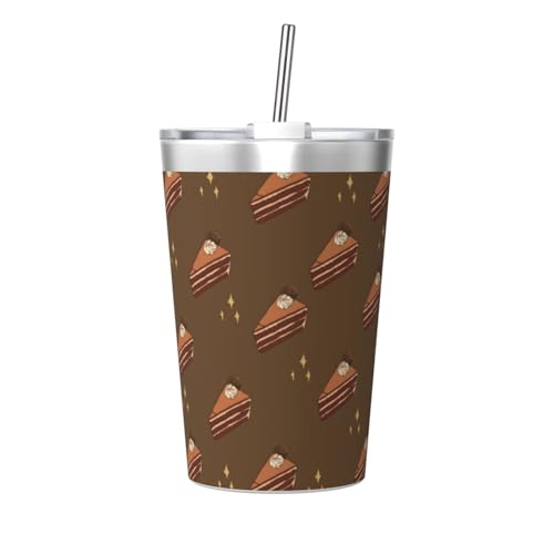 Chocolate Squares Cake 340 ml Multifunktionaler Strohhalmbecher, klein, praktisch und leicht zu reinigen, geeignet für Büro, Schule und Zuhause von OUInbvv