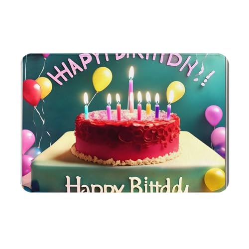 OUInbvv Happy Birthday Schöne faltbare rutschfeste Bodenmatte schnee- und schlammfest für Küche, Badezimmer, Waschküche, Garage von OUInbvv