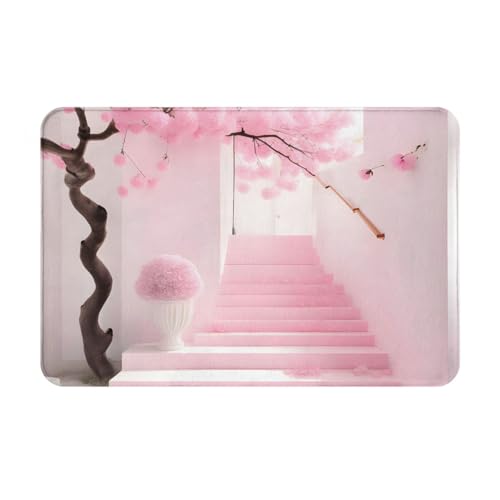OUInbvv Rosafarbene Kirschblüten-Treppe, faltbar, rutschfest, Bodenmatte, schnee- und schlammfest, für Küche, Badezimmer, Waschküche, Garage OUInbvv Rosafarbene Kirschblüten-Treppe, faltbar, rutschfest, Bodenmatte, schnee- und schlammfest, für Küche, Badezimmer, Waschküche, Garage von OUInbvv