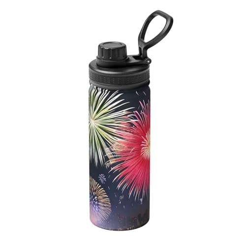 OUInbvv Splendid Fireworks Tragbare Sport-Trinkflasche mit auslaufsicherem Klappdeckel, geeignet für Outdoor, Pendeln und Camping Hydration von OUInbvv