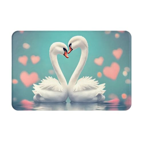 OUInbvv The Swan in Love, faltbare rutschfeste Bodenmatte, schnee- und schlammfest, für Küche, Badezimmer, Waschküche, Garage von OUInbvv