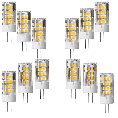 OUKAIDE 12er G4 LED Lampen 5W LED Leuchtmittel 51 SMD 2835LEDs Warmweiß 3000K LED Lampe Super Hell 500LM LED Bulb 360° Abstrahlwinkel AC220-240V Nicht Dimmbar G4 Keramikbasis von OUKAIDE