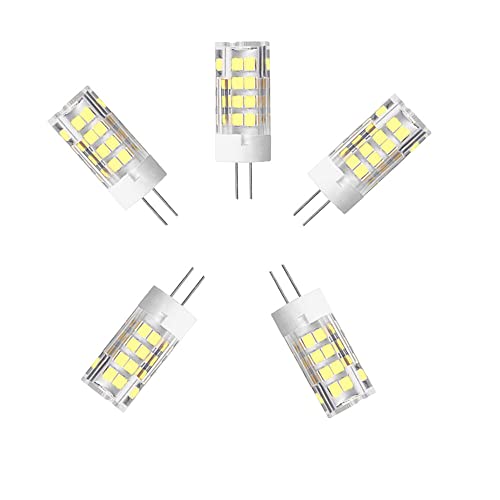 OUKAIDE 5er G4 LED Lampen 5W LED Leuchtmittel 51 SMD 2835LEDs Kaltweiß 6000K LED Lampe 500LM LED Bulb 360° Abstrahlwinkel AC220-240V Nicht Dimmbar G4 von OUKAIDE