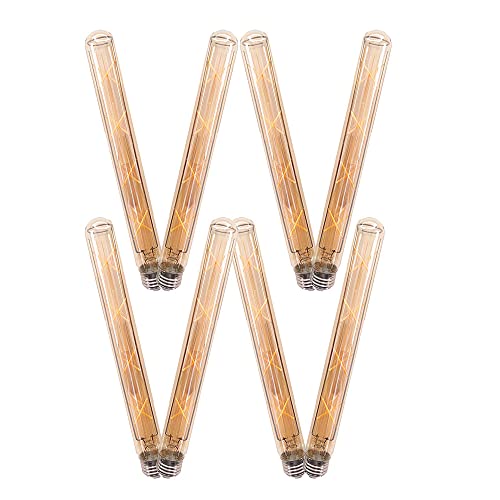 OUKAIDE E27 8W T30-300 lange Röhren Edison LED Birne, Weinlese Birnen E27 LED Glühlampe antike Art Retro Braunglas Schraube Lampe, 800lm, Nicht Dimmble Warm White2700k (8 Stück) von OUKAIDE