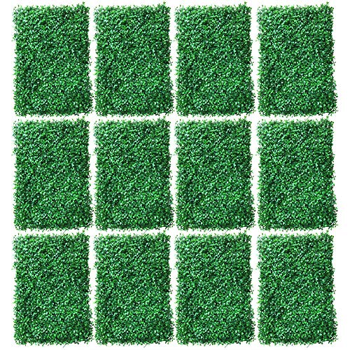 OUKANING 12 Stück Künstlich Hecke Pflanze Zaun Bildschirm Grün Wand Panels Dekor Schön für Balkonzaun, Sichtschutz, UV-Schutz (308X) von OUKANING