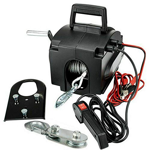 OUKANING 12V Bootswinde Elektrische Seilwinde mit Funkfernbedienung Motorwinde seilwinde Elektrowinde 9,2m Stahlseil Zugkraft 4990KG von OUKANING