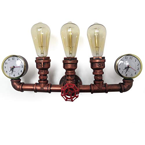 OUKANING 3 Lichter Wasserrohr Wandleuchte, Retro Industrial Steampunk Wandleuchte in antiker Bronze OUKANING 3 Lichter Wasserrohr Wandleuchte, Retro Industrial Steampunk Wandleuchte in antiker Bronze von OUKANING