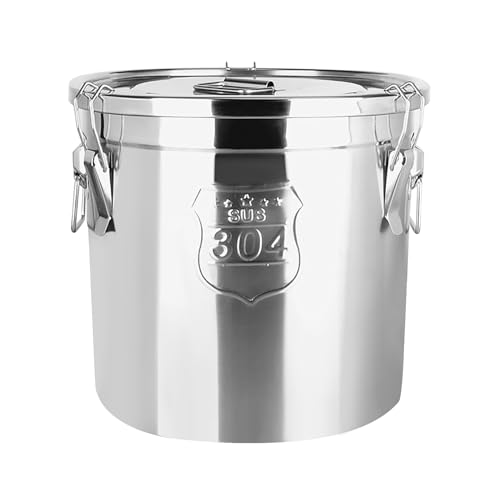 6 Liter Edelstahleimer Lebensmitteln aus Edelstahl Kücheneimer Futtereimer Milcheimer Sektkühler Eimer mit Edelstahl Deckel & Metallgriffe von OUKANING