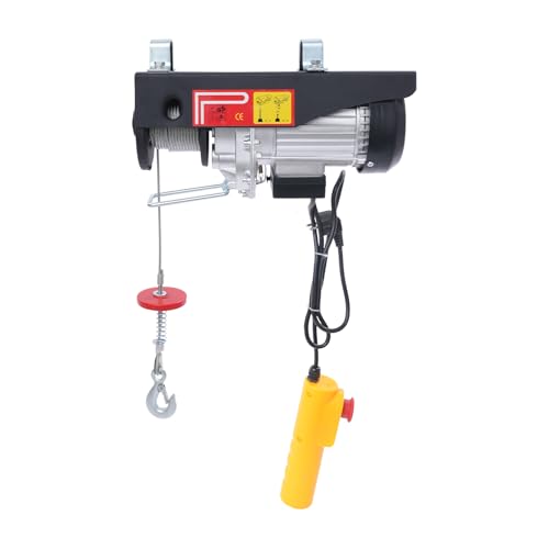 OUKANING Elektrische Seilwinde 500KG Tragkraft 1050W Motorwinde mit Fernbedienung, Hebezug 10m/min Hubgeschwindigkeit, Aluminium-Motor & Stahlseil (18m) für Werkstatt, Baustelle und Lager von OUKANING