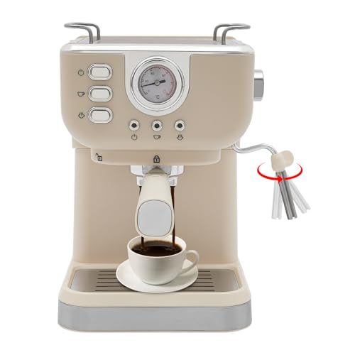 OUKANING Espresso Siebträgermaschine 1.5L Wassertank - Espressomaschine mit Milchaufschäumer 1050W 20 Bar Siebträger Espresso Maschine für Milchkaffee und Cappuccino von OUKANING