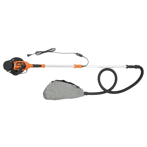 OUKANING Faltbarer Elektrischer Trockenbau-Schleifer 750W, 6-Stufig Einstellbar, Mit Staubabsaugung, LED Beleuchtung, 0-90° Verstellbar Und Längenverstellbar Für Wände/Decken (Orange) von OUKANING