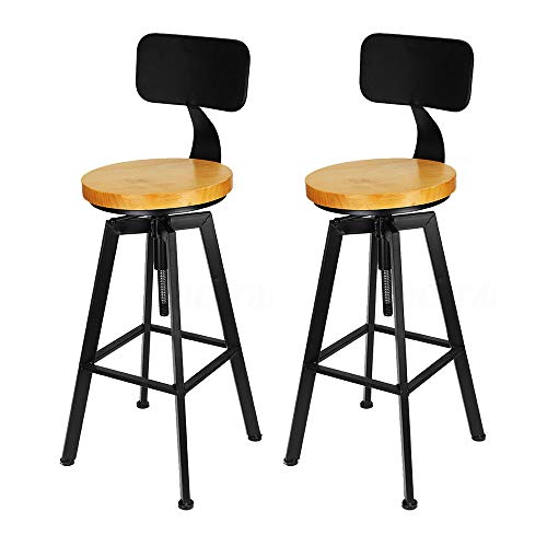 OUKANING Holz Barhocker 2er Set Vintage Style Industrie Barhocker für Wohnzimmer oder Küche + Metall Lehne Stuhl 64-84cm OUKANING Holz Barhocker 2er Set Vintage Style Industrie Barhocker für Wohnzimmer oder Küche + Metall Lehne Stuhl 64-84cm von OUKANING