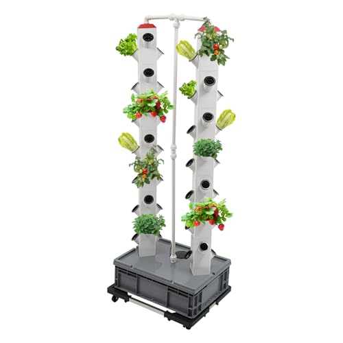 OUKANING Hydroponic System 56 Pods mit 30L Wassertank - Vertikal Hydroponik Turm Garten Hydrokultur Hydroponic Growing System Anbausystem Anbauset für Kräuter, Obst und Gemüse von OUKANING