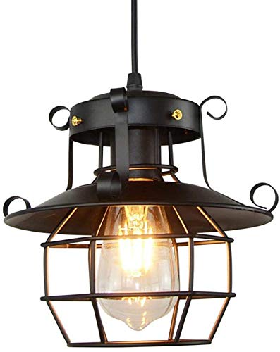 OUKANING Pendellampe, Vintage Pendelleuchte im Industrial Design, Retro Hängelampe aus Eisen,Retro Hängelleuchte, Farbe: Schwarz, Fassung: E27 OUKANING Pendellampe, Vintage Pendelleuchte im Industrial Design, Retro Hängelampe aus Eisen,Retro Hängelleuchte, Farbe: Schwarz, Fassung: E27 von OUKANING