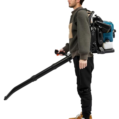 OUKANING Rucksack Laubbläser Benzin 4-Takt 75,6cc, Tragbarer Laubsauger 498ft³/s Luftvolumen, Manueller Start, Einstellbare Geschwindigkeit, mit Schalldämpfer, für Garten Hof Laub Schnee OUKANING Rucksack Laubbläser Benzin 4-Takt 75,6cc, Tragbarer Laubsauger 498ft³/s Luftvolumen, Manueller Start, Einstellbare Geschwindigkeit, mit Schalldämpfer, für Garten Hof Laub Schnee von OUKANING