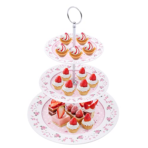 OUKANING Tortenständer Etagere aus Porzellan Kuchenständer 3 Etagen Cupcake Ständer Dessertständer Dessert Turmtablett für Hochzeit, Geburtstag und Tee Party von OUKANING