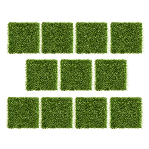 10 Stück Miniatur-Kunstrasenmatte, Künstlicher Gartengras-Rasenmatten-Patch, Mikro-Landschaftsornamente, Simulierter Rasen, DIY-Dekorationsgras, 7,5 X 7,5 Cm von OUKENS
