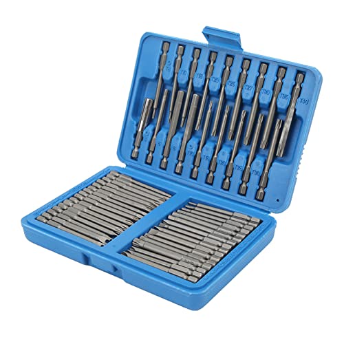 50-teiliges Extra Langes Sicherheits-Bit-Set, CR-V-ABS-Schraubendreher-Bit, Quadratischer Flacher Sechskant-Spline-Clutch-Torq-Schraubendreher-Bits in Verschiedenen Größen von OUKENS