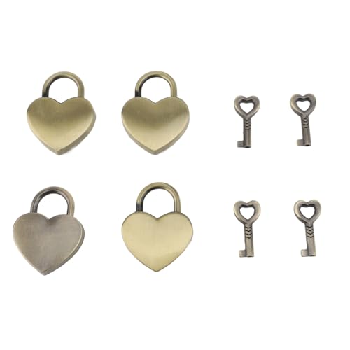 OUKENS 4 Sets Herz -Vorhängeschlossschlüssel Set Dekorative Metall Mini Herzen Key Lock kleine Form Paar Schleusen Vorhängeschloss für Tagebuch Schmuck Box Aufbewahrungsboxen (Typ 2) von OUKENS