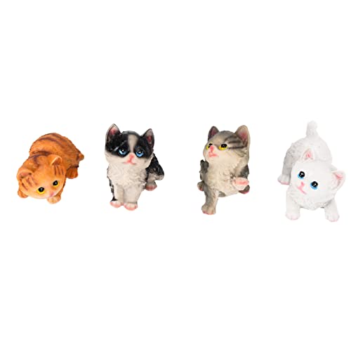 OUKENS 4 Stück Katze Gartenzwerg Ornament, süße Katzenpuppe Figuren Spielzeug für Auto Ornamente Kinder Geschenk Dekoration Basteln für Katzenliebhaber, Katzenliebhaber Geschenke von OUKENS