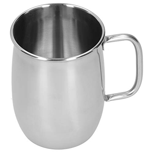 Bierkrug, 1000 ml Große Kapazität Edelstahl Flachboden Bar Bierkrug Wasserbecher mit Griff Tragbare Kaffeetasse Trinkgefäße von OUKENS