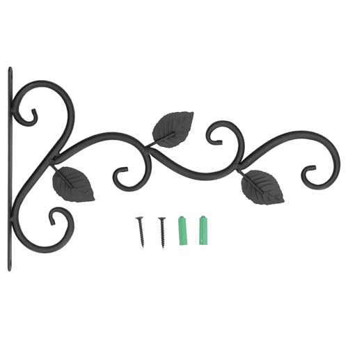 OUKENS Blumenampel Haken, 30cm Pflanzenhalterung Blumenampelhalter mit Schrauben, Metall Wandbehang Korbhalterungen Blumentöpfe Aufhänger für Wohnzimmer Balkon(Schwarz) von OUKENS
