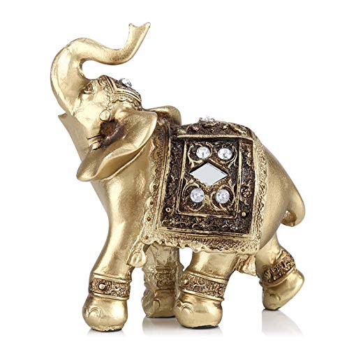 OUKENS Elefantenstatue, Gold Farbe Elegante Elefant Sammlerstück Reichtum Glückselefant Figur, perfekt für Wohnkultur, Bürodekoration Geschenkkollektion(S) von OUKENS