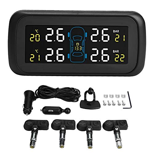 Reifendruck-Überwachungssystem, Auto-TPMS-Reifendrucksensor mit LCD-Display-Monitor, 4 interne Sensoren, Zigarettenanzünder USB-Ladegerät von OUKENS