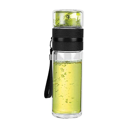 OUKENS Teekanne mit Sieb, 350ml Tee Trennbecher für Haus und Büro Gebrauch, doppelwandige Glas Teekanne, Wasserflasche, Geschenk Isolierglas Tasse von OUKENS