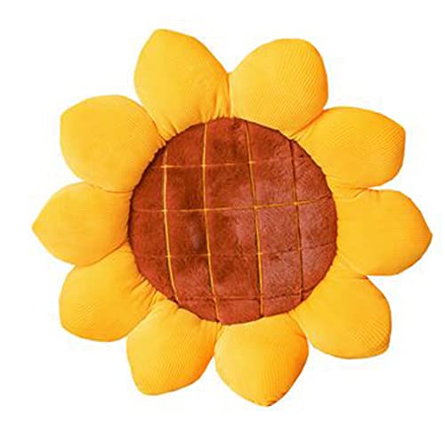 OUKEYI Blumen-Bodenkissen, Blumenform, niedliches Sitzkissen, Sonnenblumen-Stuhlkissen, übergroßes Wurfkissen für Bett, Auto, Couch, Stuhl, Sofa, Büro (50 cm) von OUKEYI