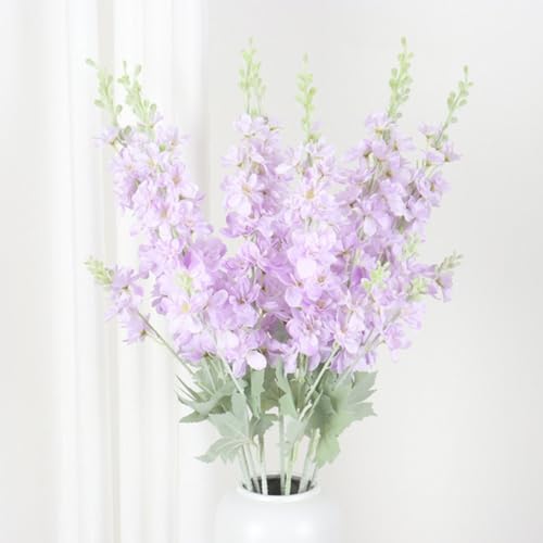 87,9 cm blaue künstliche Delphinium-Blumen, langer Stiel, künstliche Blumenvase, Blumenarrangement für Zuhause, Büro, Garten, Hochzeit, Tischvase, Dekoration, 5 Stück (lila) von OUKEYI