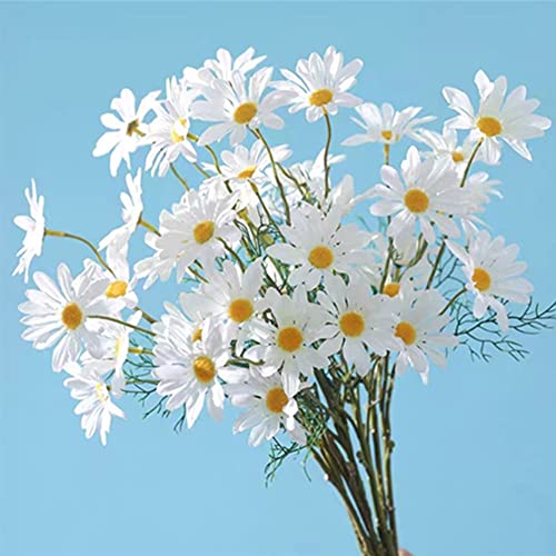Künstliche Blumen 12 Bündel Künstliche Seide Gänseblümchen Gefälschte Blumen UV-beständig Outdoor Gefälschte Wildblumen mit Stielen Grüne Sträucher Pflanzen von OUKEYI