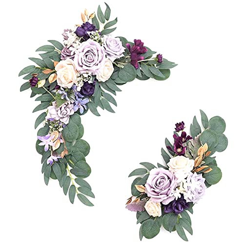 OUKEYI Künstlicher Hochzeitsbogen, künstliche Blumen, 2er-Set für Hochzeiten, Willkommensschilder, Blumendekorationen und Hochzeitsempfang, Zeremonie von OUKEYI