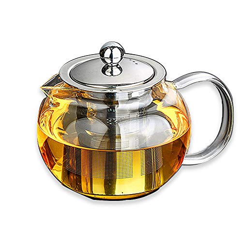 Safe + Bleifrei Glas Teekanne Wasserkocher - 34oz /1L Kapazität - Herausnehmbares Edelstahl-Teesieb - Großartige ForBlooming und Lose Leaf Tea Brewer, von OUKEYI