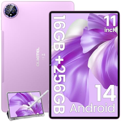 OUKITEL OT12 Tablet Android 14-2K 11 Zoll Tablet mit Stift, 16(4+12) GB RAM +256GB ROM (1TB TF) Gaming Tablet, 8000mAh Akku Tablet mit SIM-Karte, Octa-Core Tablets, 13MP Kamera/4G LTE/5G WiFi/TÜV/GPS von OUKITEL