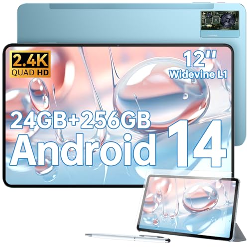 OUKITEL OT5S Tablet 12 Zoll - 2024 Neueste Android 14 Tablet 24GB RAM+256GB ROM(2TB TF) Gaming Tablet, 8250mAh, 2.4K IPS, 16MP+8MP Dual SIM Tablet PC 4G LTE/5G WiFi/GMS/GPS/Widevine L1,Blau von OUKITEL