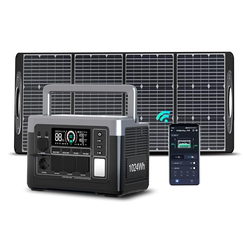 OUKITEL P1000 Plus Solargenerator mit 100W Solarpanel, 1024Wh LiFePO4-Batterie,1800W Tragbare Powerstation, Schnellladung von 0-80% in 45 Min. Ultra-Leise für Camping, Wohnmobile & Stromausfälle von OUKITEL