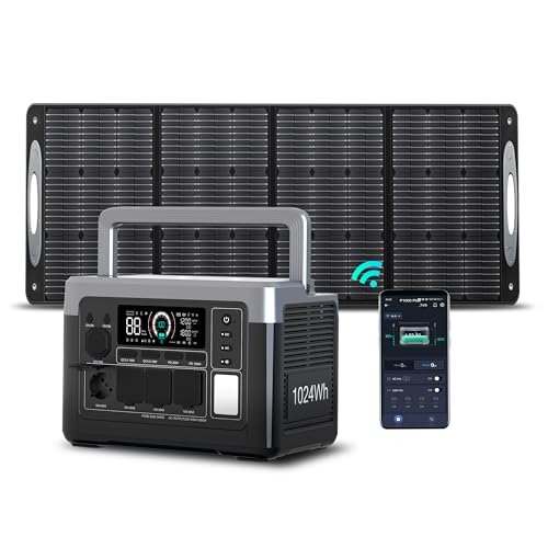 OUKITEL P1000 Plus Solargenerator mit 220W Solarpanel, 1800W (3600W Spitzenleistung) Tragbare Powerstation, Schnellladung 0-80% in 45 Min., 1024Wh LiFePO4-Batterie, Ultra-Leise für Camping, Wohnmobil von OUKITEL
