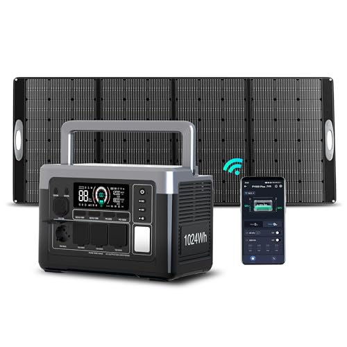 OUKITEL P1000 Plus Solargenerator mit 430W Solarpanel, 1800W (3600W Spitzenleistung) Tragbare Powerstation, Schnellladung 0-80% in 45 Min., 1024Wh LiFePO4-Batterie, Ultra-Leise für Camping, Wohnmobil von OUKITEL