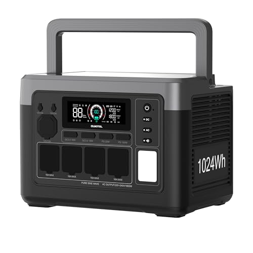OUKITEL P1000 Plus Tragbare Powerstation, 1800W (3600W Spitzenleistung) Solargenerator, Schnellladung 0-80% in 45 Min., 1024Wh LiFePO4-Batterie, Ultra-Leise für Camping, Wohnmobil, Notstromversorgung von OUKITEL