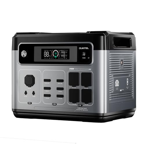 OUKITEL P2400E Tragbare Powerstation 2048Wh LiFePO4, Solargenerator mit 2400W 4X AC Ausgängen (4800W Peak) 240V, Schnellladung 0–80% in 1 Std, Power Station für Camping, Wohnmobil-Reisen, Hausgebrauch von OUKITEL