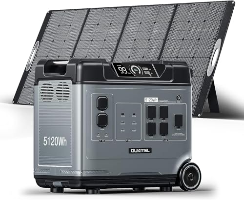 OUKITEL P5000 Powerstation 2200W mit 400W Faltbar Solarpanel, 5120Wh Solargenerator mit LiFePO4 Batterie, 1,8 Std. Schnelllade, 1000W Solar Ladeeingang für Notfälle/Stromausfall/Heimgebrauch von OUKITEL