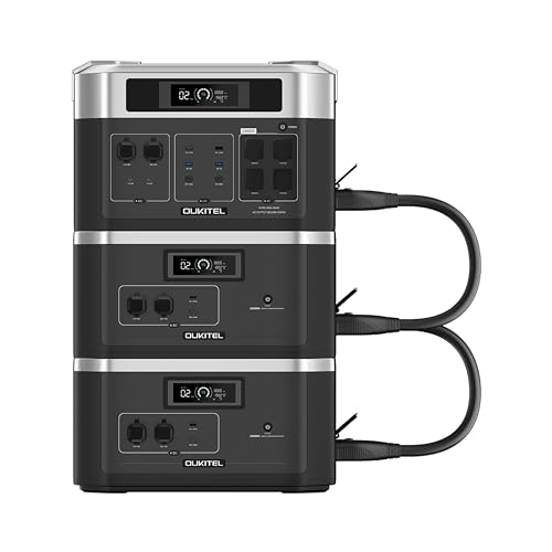 OUKITEL Solar Generator BP2000 mit 2x B2000 Erweiterungsakku, 6144Wh Erweiterbare Powerstation mit 5x2200W AC Ausgängen (4000W Peak), LiFePO4 Akkupack für den Hausgebrauch, Notfall, Reise von OUKITEL