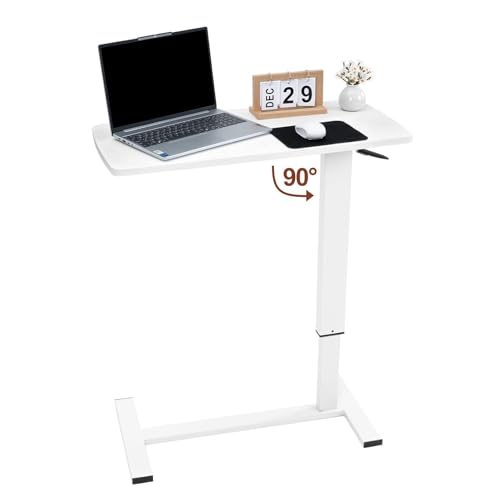 OUKMIC Verstellbarer Nachttisch mit versteckten Rollen, pneumatischer mobiler Laptop-/Computer-Stehpult, medizinischer faltbarer Wagen, beweglicher Rolltisch für Krankenhausgebrauch (81,3 cm B x 40,6 von OUKMIC