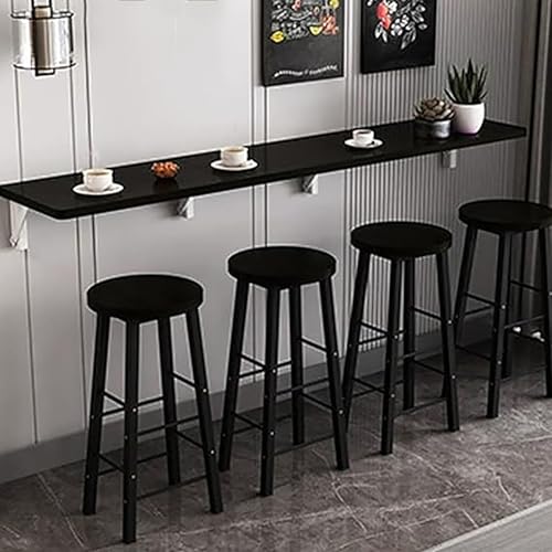 An Der Wand Montierter, Klappbarer Stehtisch, Esstisch Aus Holz, Schmaler, Langer, Schwebender Schreibtisch, HäNgende Schreibtisch-Werkbank FüR KüChe, WäScherei, BüRo (27,5 X 15,7 Zoll, Schwarz) von OUKMXSY