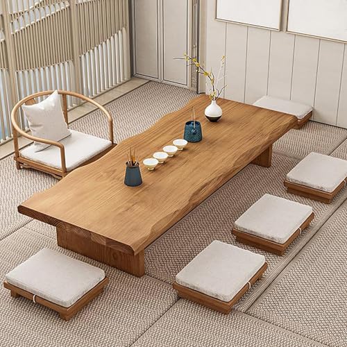 GroßEr Japanischer Bodentisch, Moderner Tatami-Couchtisch, Rechteckiger Teetisch Aus Holz, Niedriger Teetisch Zum Sitzen Auf Dem Boden, Japanische MöBel (160,9 cm B X 60,9 cm T X 34,3 cm H, Holz) von OUKMXSY