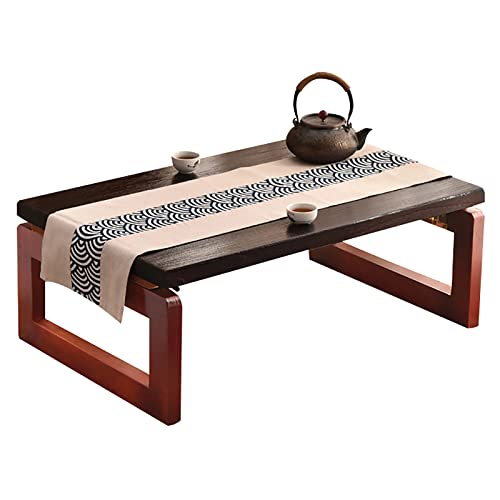 Klappbarer Couchtisch Aus Massivholz, Niedriger Vintage-Teetisch Zum Sitzen Auf Dem Boden, Tragbarer, Klappbarer Japanischer Kotatsu-Ess-Altar-Bodentisch (23,6 X 15,7 X 11,8 Zoll, Braune Beine) von OUKMXSY